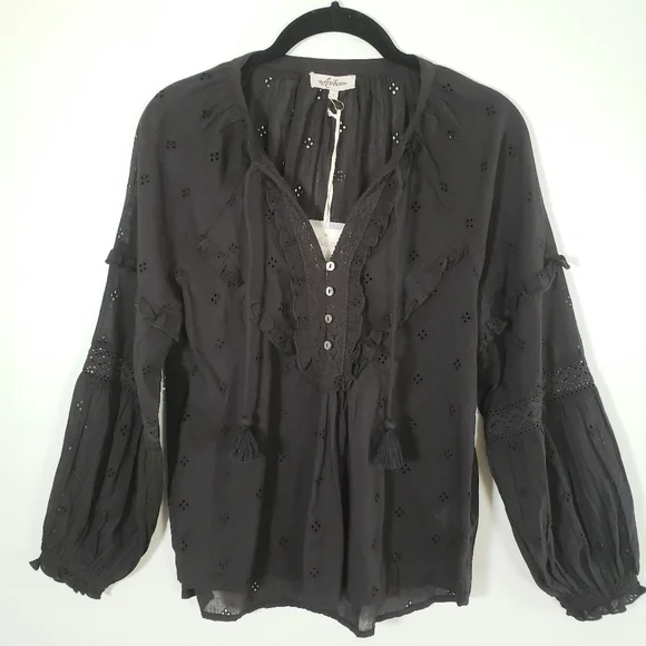 Arnhem Boho Western Prairie Blouse Midnight Black - Picture 7 of 17